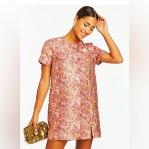 Mestiza New York Isolde Mini Dress Pink Floral Jacquard Shift Size 2